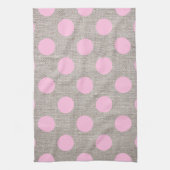 Retro Roze Stippen op Jute Theedoek (Verticaal)