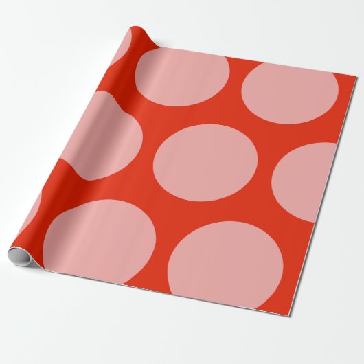 Retro Roze Stippen Patroon Wrapping Papier (Uitgerold)