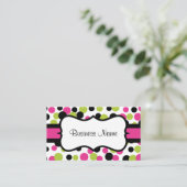 Retro roze Stippen Visitekaartje (Staand voorkant)