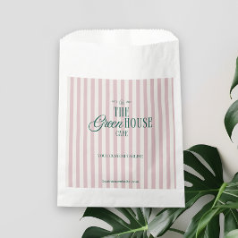 Retro Roze Streep Groene Bakkerij Cafe Logo Brande Bedankzakje