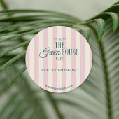 Retro Roze Streep Groene Bakkerij Cafe Logo Brande Ronde Sticker