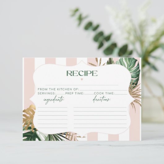 Retro roze streep tropisch bruids recept (Staand voorkant)