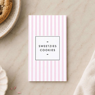 Retro Roze Strepen Cookie Bakkerij Visitekaartje