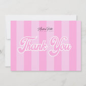 Retro Roze Strepen Dank u kaart (Voorkant)
