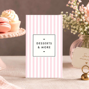 Retro Roze Strepen Dessert Tafel Stylist Visitekaartje