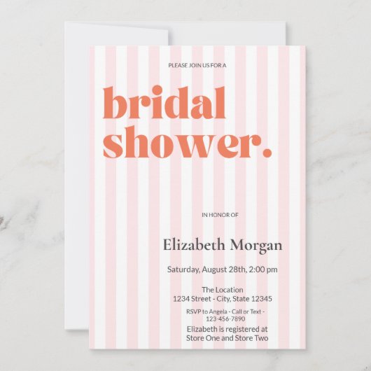 Retro Roze Strepen Eenvoudig Vrijgezellenfeest Kaart (Voorkant)