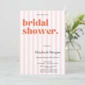 Retro Roze Strepen Eenvoudig Vrijgezellenfeest Kaart (Staand voorkant)