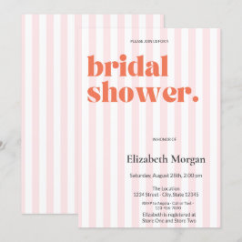 Retro Roze Strepen Eenvoudig Vrijgezellenfeest Kaart