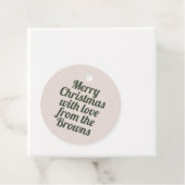 Retro Roze Strepen Groen Vrolijk Kerstfeest Bedankjes Labels (In situ)