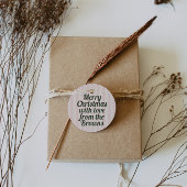 Retro Roze Strepen Groen Vrolijk Kerstfeest Bedankjes Labels