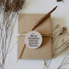 Retro Roze Strepen Groen Vrolijk Kerstfeest Bedankjes Labels