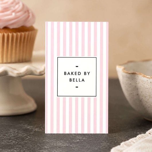 Retro Roze Strepen Home Bakery Visitekaartje