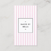 Retro Roze Strepen Home Bakery Visitekaartje (Voorkant)