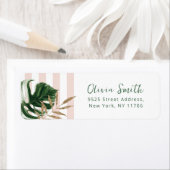 Retro roze strepen tropisch retour adreslabel etiket (Insitu)