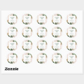 Retro roze strepen tropische bruidsshower ronde sticker (Vel)