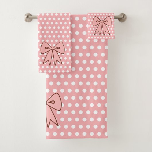 Retro Roze Strik Badkamer Handdoeken Set (Insitu)