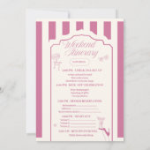 Retro Roze Strik en Martini Bachelorette & Reispro Kaart (Achterkant)