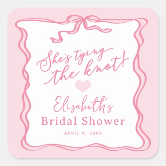 Retro Roze Strik Zij Gaat Trouwen  Vierkante Sticker (Voorkant)