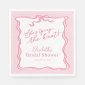 Retro Roze Strik Zij Krijgt de Knoop Aan de Haak  Servet (Voorkant)