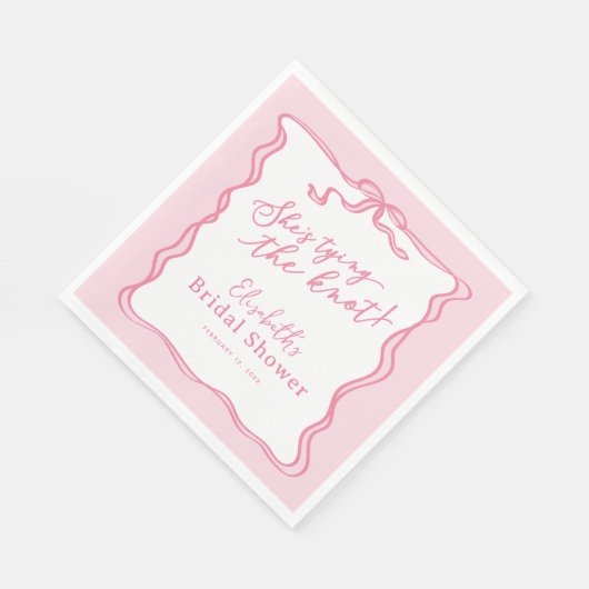 Retro Roze Strik Zij Krijgt de Knoop Aan de Haak  Servet (Hoek)