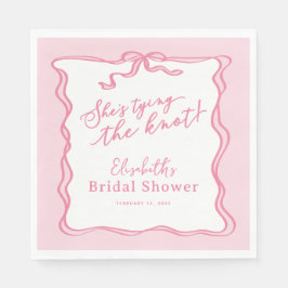 Retro Roze Strik Zij Krijgt de Knoop Aan de Lint Servet