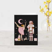 Retro Roze Suiker Plum Fairy Notenkraker Kerst C Kaart (Gele Bloem)