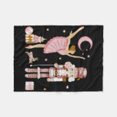 Retro Roze Suikerpruimfee Notenkraker Kerst C Fleece Deken (Voorkant (Horizontaal))