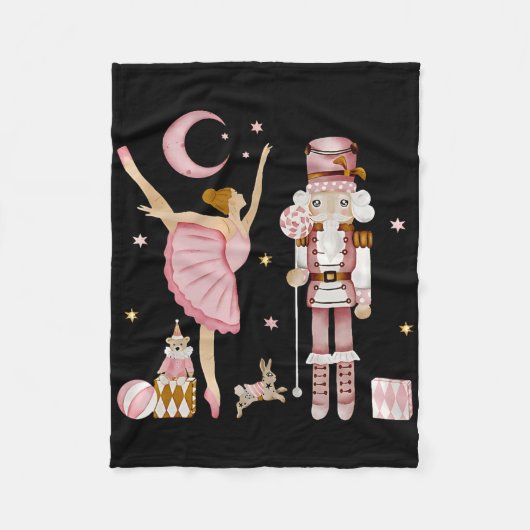 Retro Roze Suikerpruimfee Notenkraker Kerst C Fleece Deken (Voorkant)