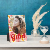 Retro roze sunburst afstuderen jaarfoto afstuderen fotoplaat (Zijkant)