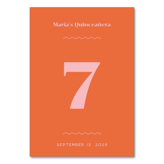 Retro Roze Tafelnummer (Achterkant)