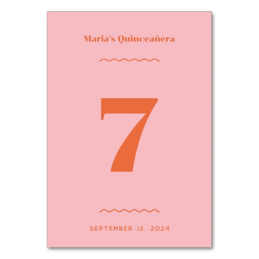 Retro Roze Tafelnummer (Voorkant)