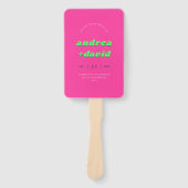 Retro Roze & Teal Hippie Groovy Huwelijksprogramma Handwaaier (Voorkant)