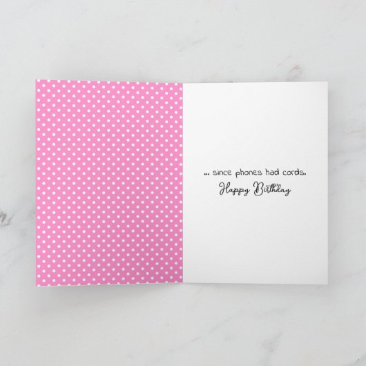 Retro roze telefoon verjaardag kaart (Binnen)