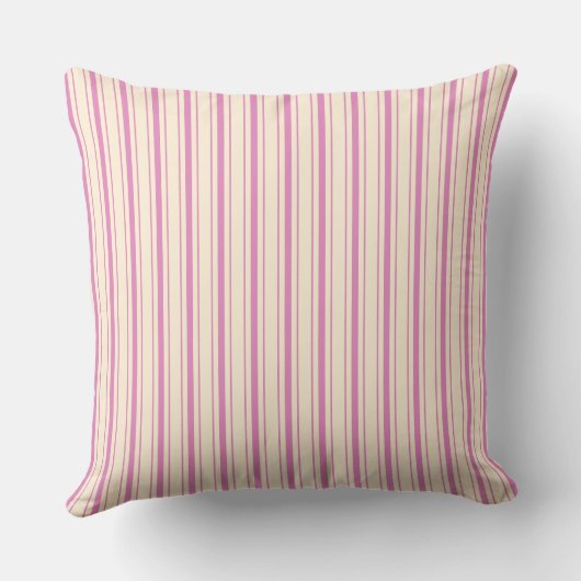 Retro Roze Ticking Gestreepte Pinstripe Kussen (Achterkant)