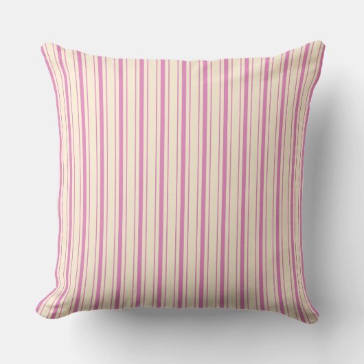 Retro Roze Ticking Gestreepte Pinstripe Kussen (Voorkant)