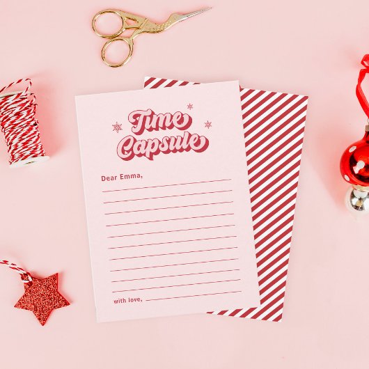 Retro Roze Tijd Capsule Kerst Baby shower Spel Notitiekaartje