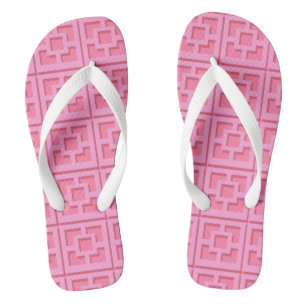 Retro Roze Trellis Adult Teenslippers, brede rieme Teenslippers