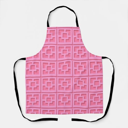 Retro Roze Trellis All-Over Print Apron Schort (Voorkant)