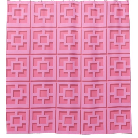 Retro Roze Trellis Shower Curtain Douchegordijn (Voorkant)