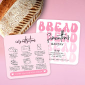 Retro Roze Trendy Brood Loaf Care Instructies Vierkante Visitekaartje