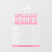Retro Roze Trendy Schoonheidssalon Openingstijden Raamsticker (Vel)