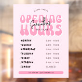 Retro Roze Trendy Spa Salon Openingstijden Raamsticker (Vel 2)