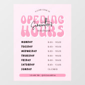 Retro Roze Trendy Spa Salon Openingstijden Raamsticker (Vel)