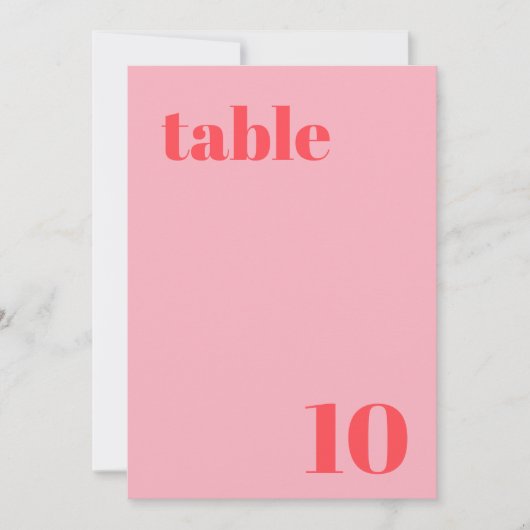 Retro Roze Trendy Weddenschap Tabelnummer Kaart (Voorkant)