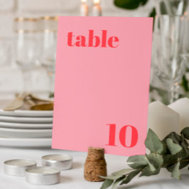 Retro Roze Trendy Weddenschap Tabelnummer Kaart