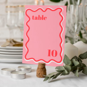 Retro Roze Trendy Weddenschap Tabelnummer Kaart