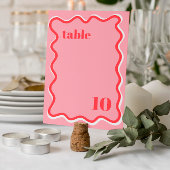 Retro Roze Trendy Weddenschap Tabelnummer Kaart