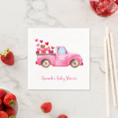 Retro Roze Truck Waterverf Baby shower Servet (Insitu)