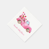 Retro Roze Truck Waterverf Baby shower Servet (Hoek)