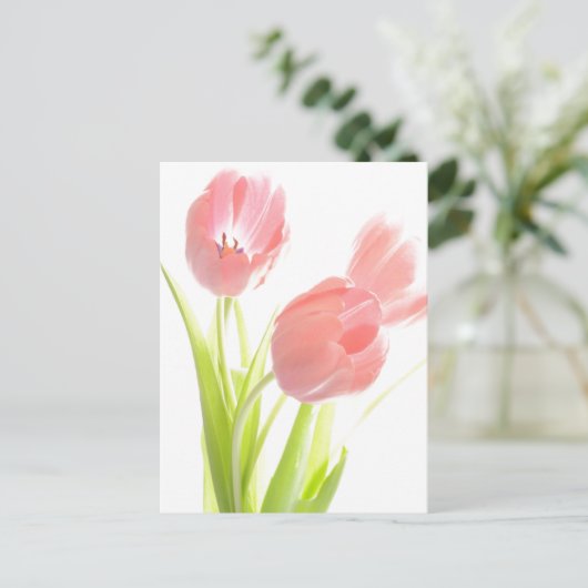 Retro Roze tulp Briefkaart (Staand voorkant)